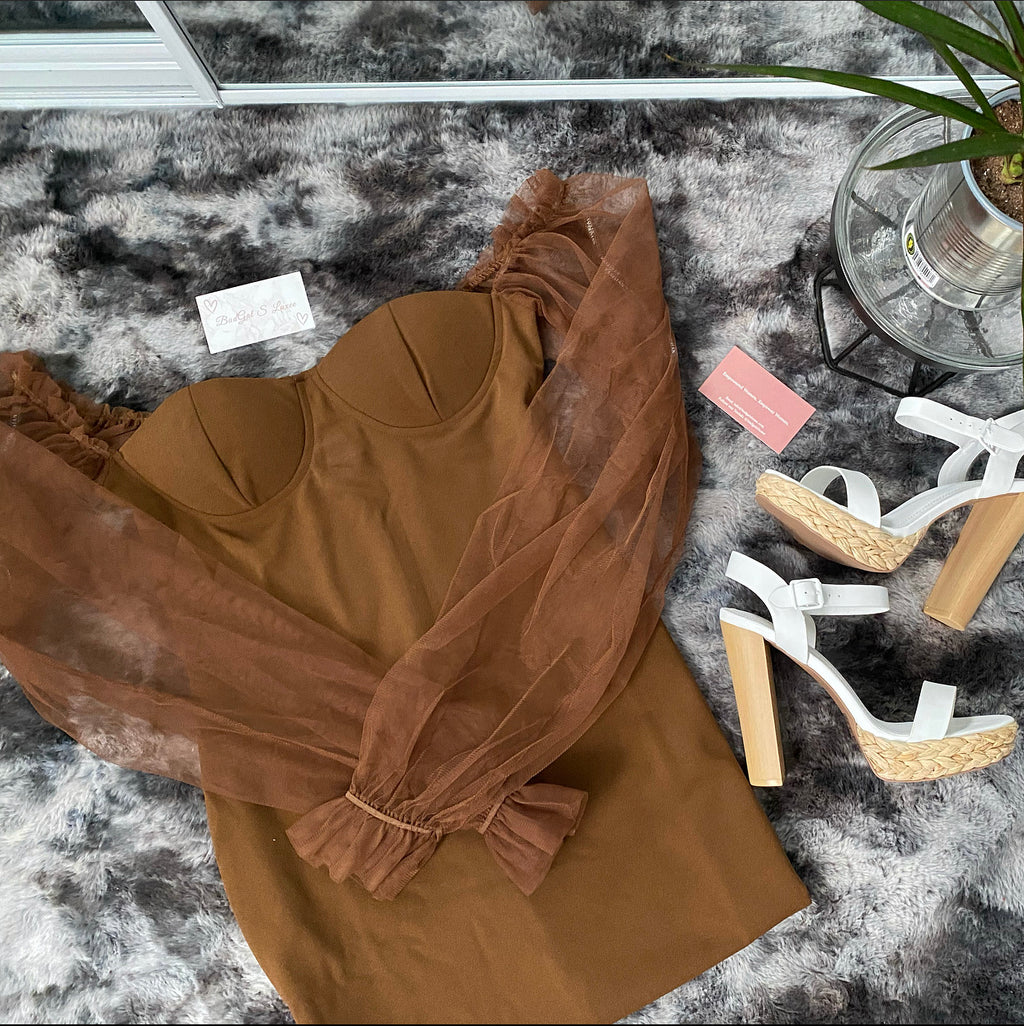 “Palmy” Dress-Brown ♡