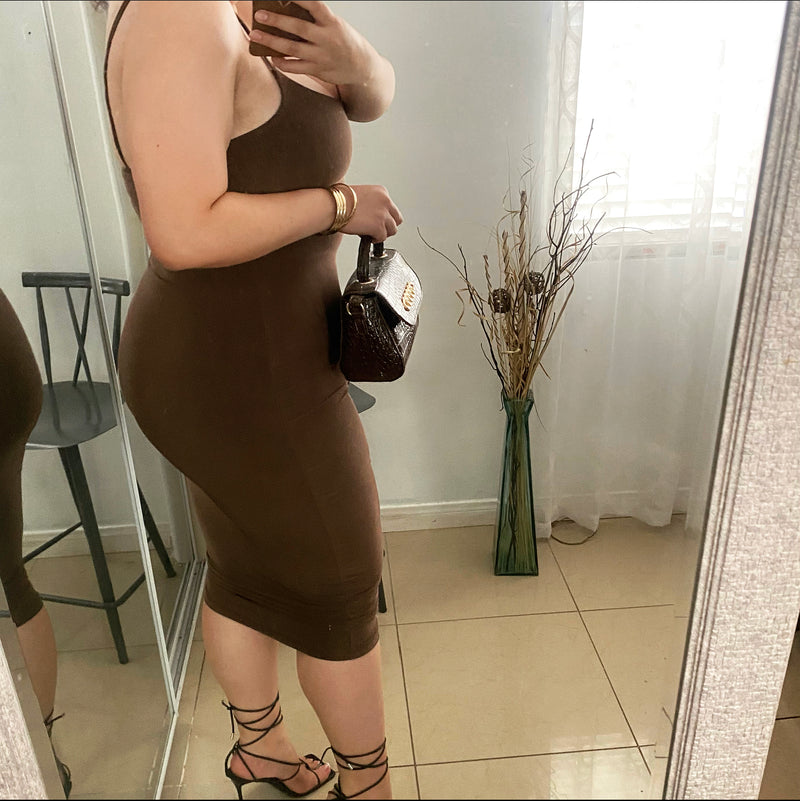 “Baddie Behavior” BodyCon Dress-Mocha ♡